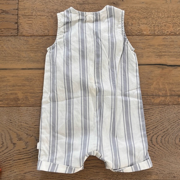 Firsts by Petit Lem 6 month Neutral Romper Coverall Summer One piece Blue Stripe - Picture 4 of 6